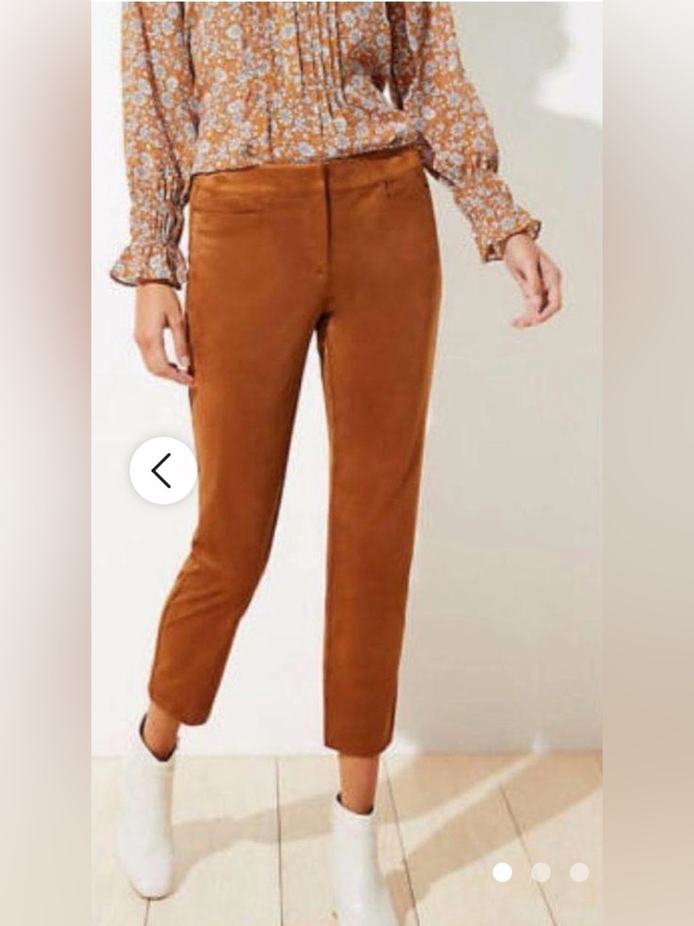 Loft Faux Suede Ankle Pants Brown Camel Size 10